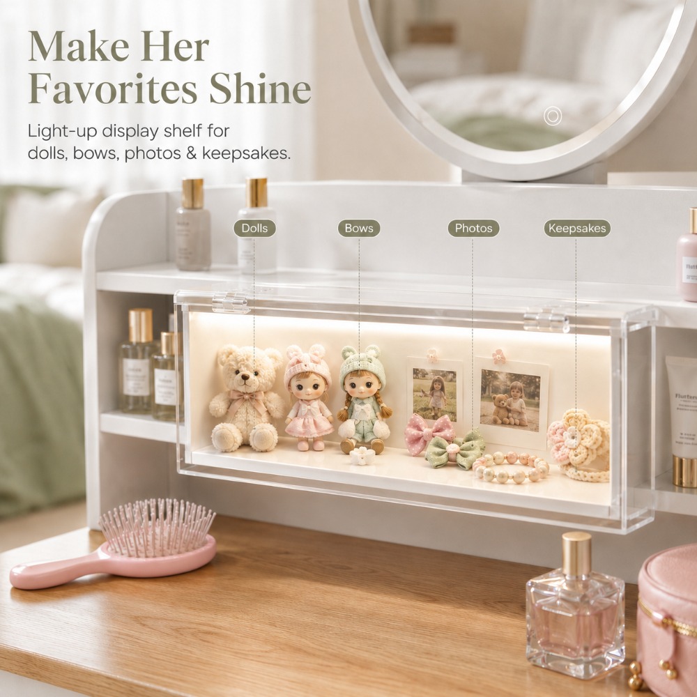 Perfect Gift for Her, Round Wo - Beauty Makeup Vanity Set 评论和价格